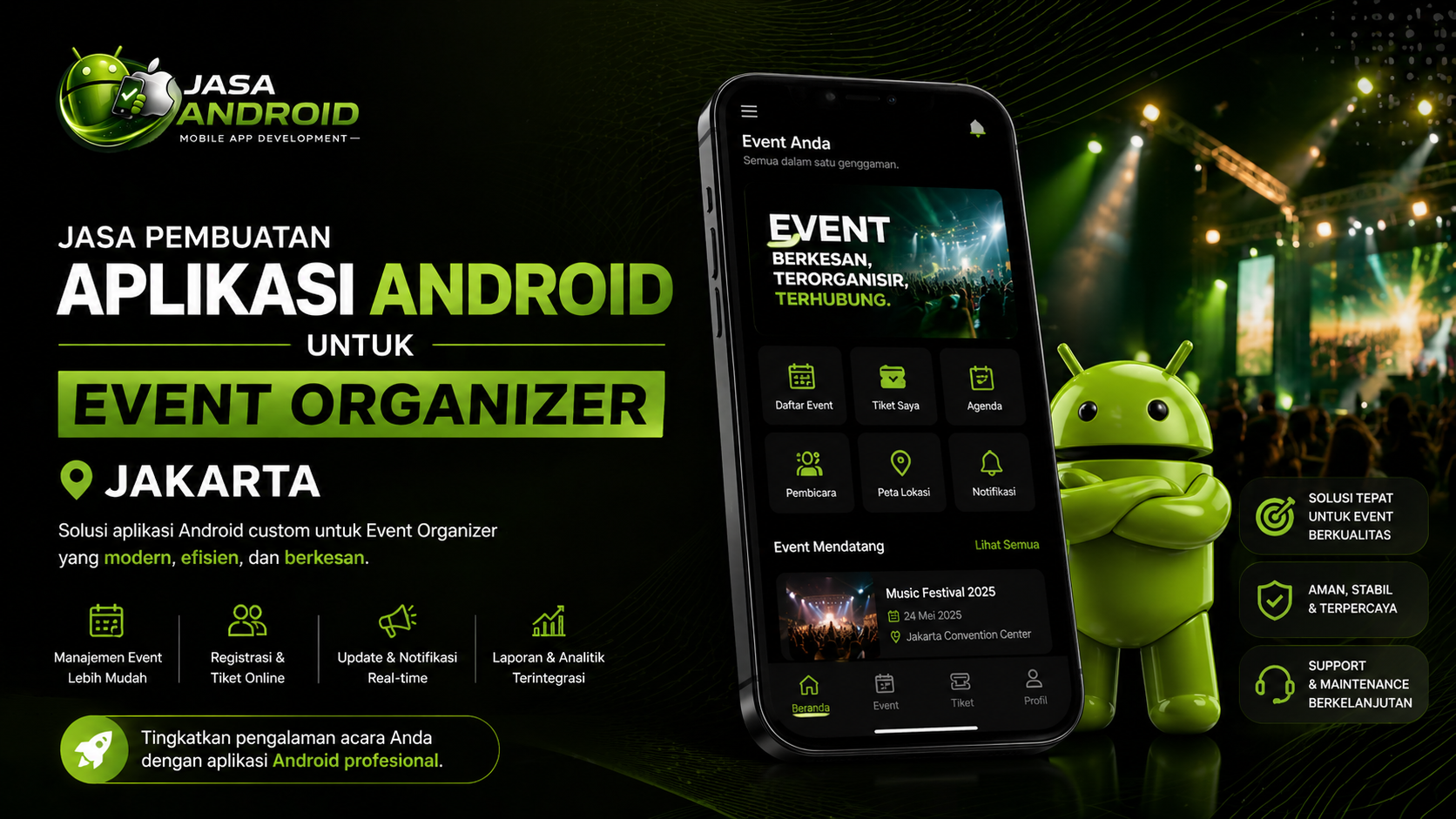 Jasa Pembuatan Aplikasi Android untuk Event Organizer Jakarta Profesional & Custom